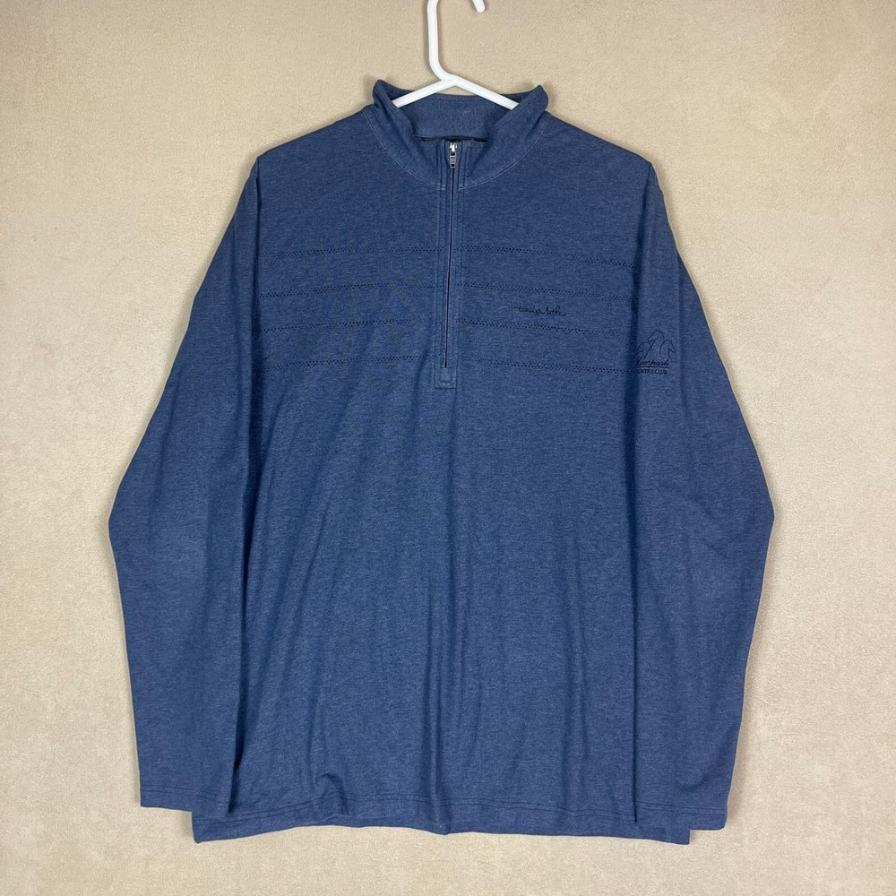 TravisMathew Pullover Mens XL 1/4 Zip Blue Moorpark Country Club Golf EUC